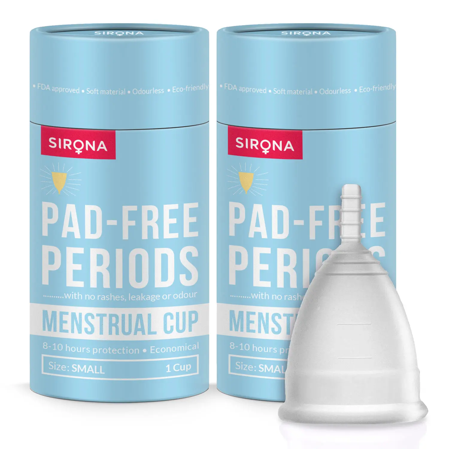 Sirona Pro Super Soft Reusable FDA Approved Menstrual Cup with Medical Grade Silicon - Small (2 Unit)