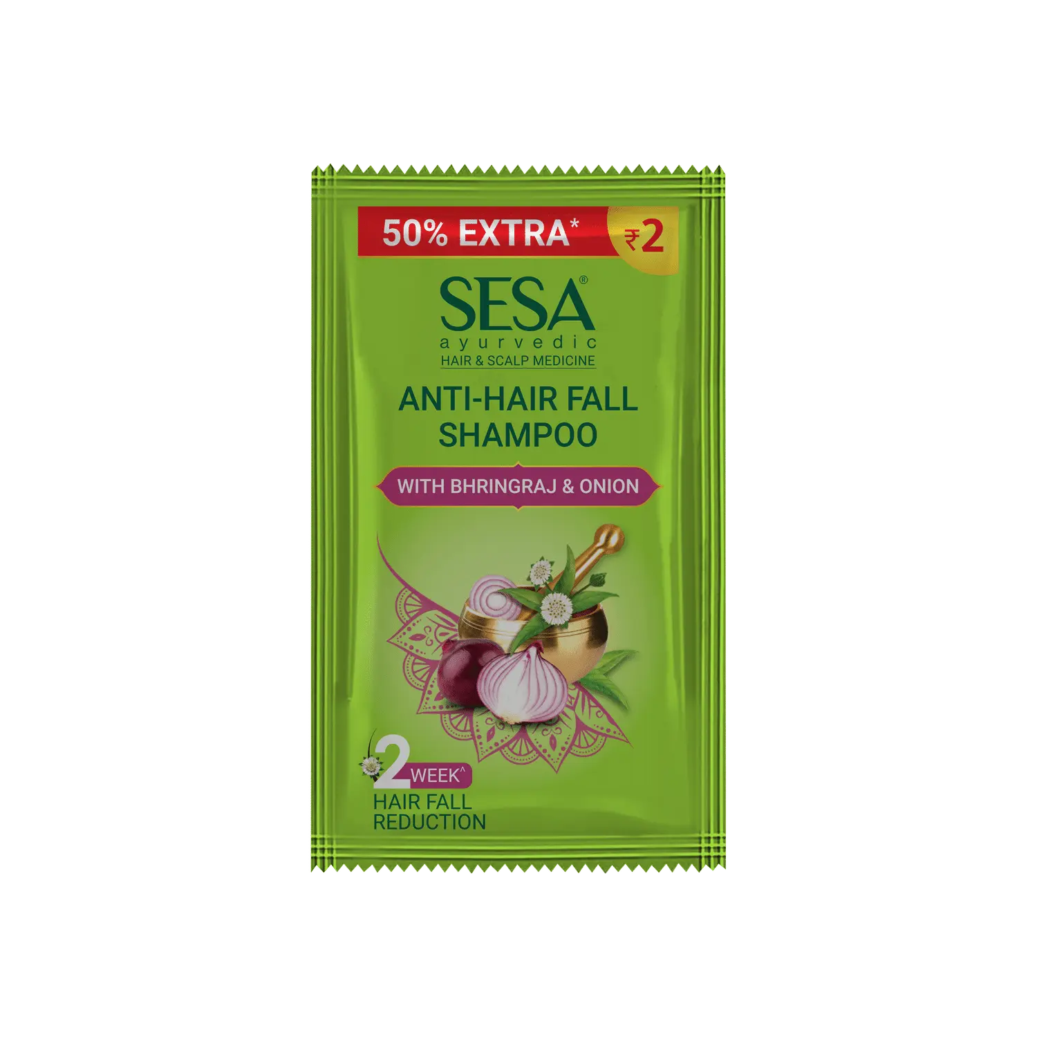 Sesa Ayurvedic Anti-Hair Fall Shampoo - Bhringraj, Onion & 6 Ayurvedic Herbs - Control Hair Fall in 2 Weeks sachet