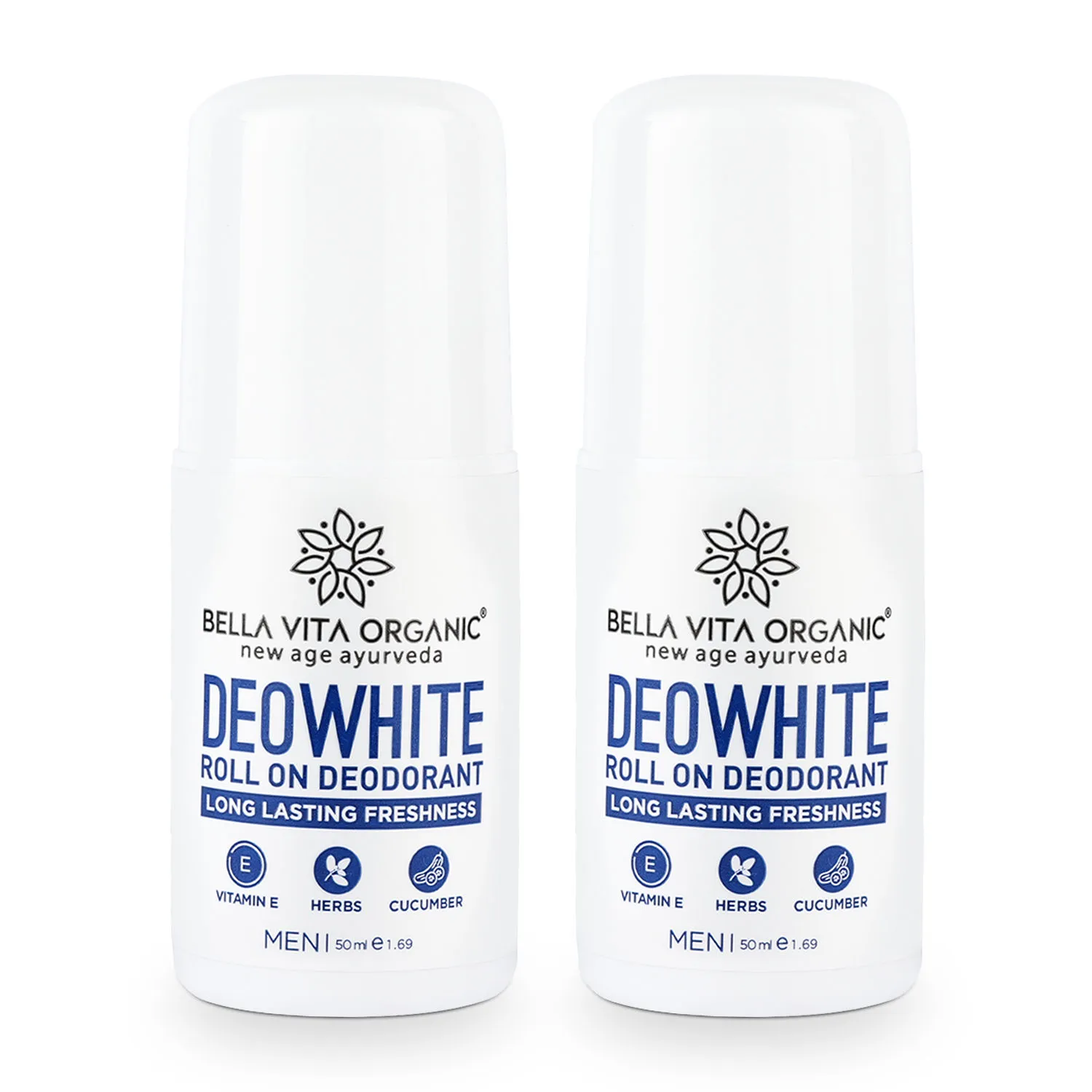 Bella Vita Organic Deowhite Under Arm Natural Roll On Deodorant Stick for Men - Pack of 2