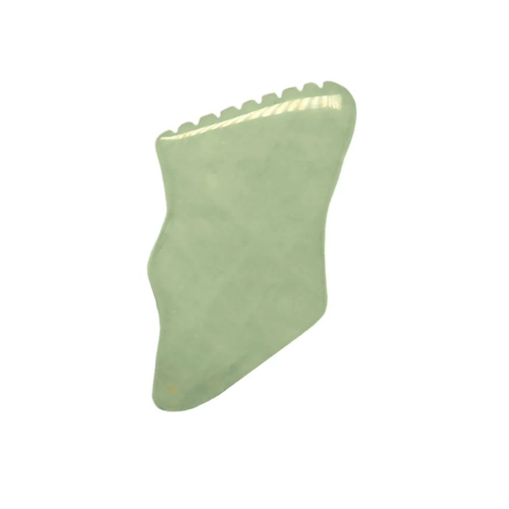 Getmecraft Green Jade Gua Sha Facial Massage Tool With Teeth Shape Sides And Ridges