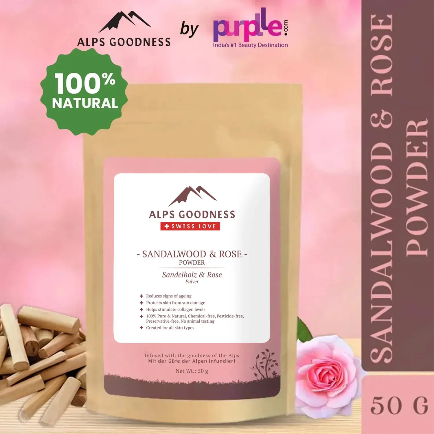 Alps Goodness Sandalwood & Rose Powder (50 gm)