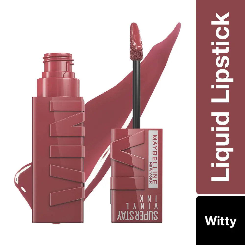 Maybelline Superstay Vinyl Ink Liquid Lipstick, Witty | High Shine That Lasts for 16 HRs | Enriched With Vitamin E & Aloe