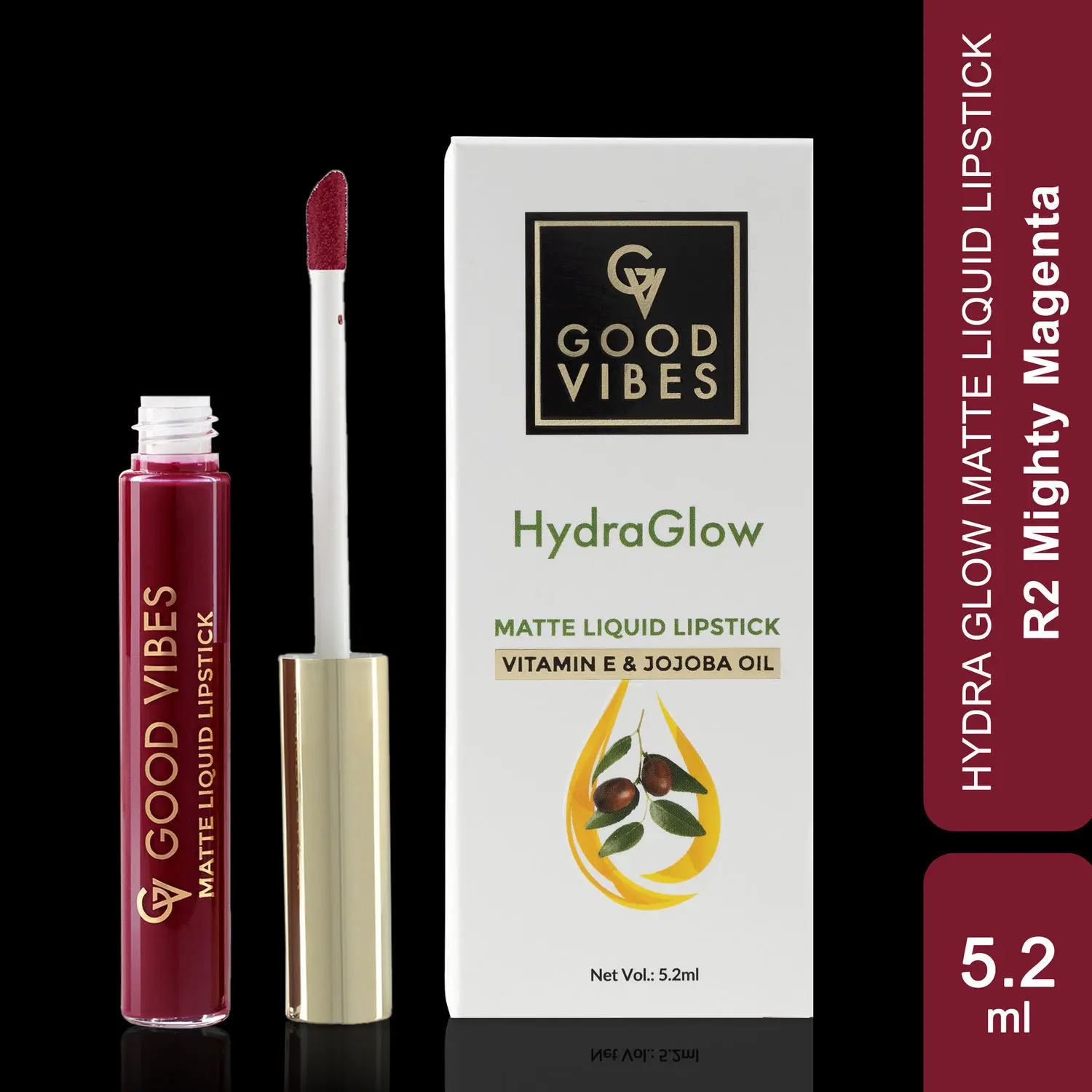 Good Vibes HydraGlow Matte Liquid Lipstick | Jojoba & Vitamin E| Mighty Magenta (R2) - (5.2ml)