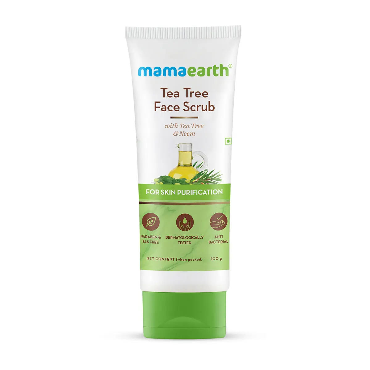 Mamaearth Tea Tree Face Scrub with Tea Tree and Neem for Skin Purification (100 g)