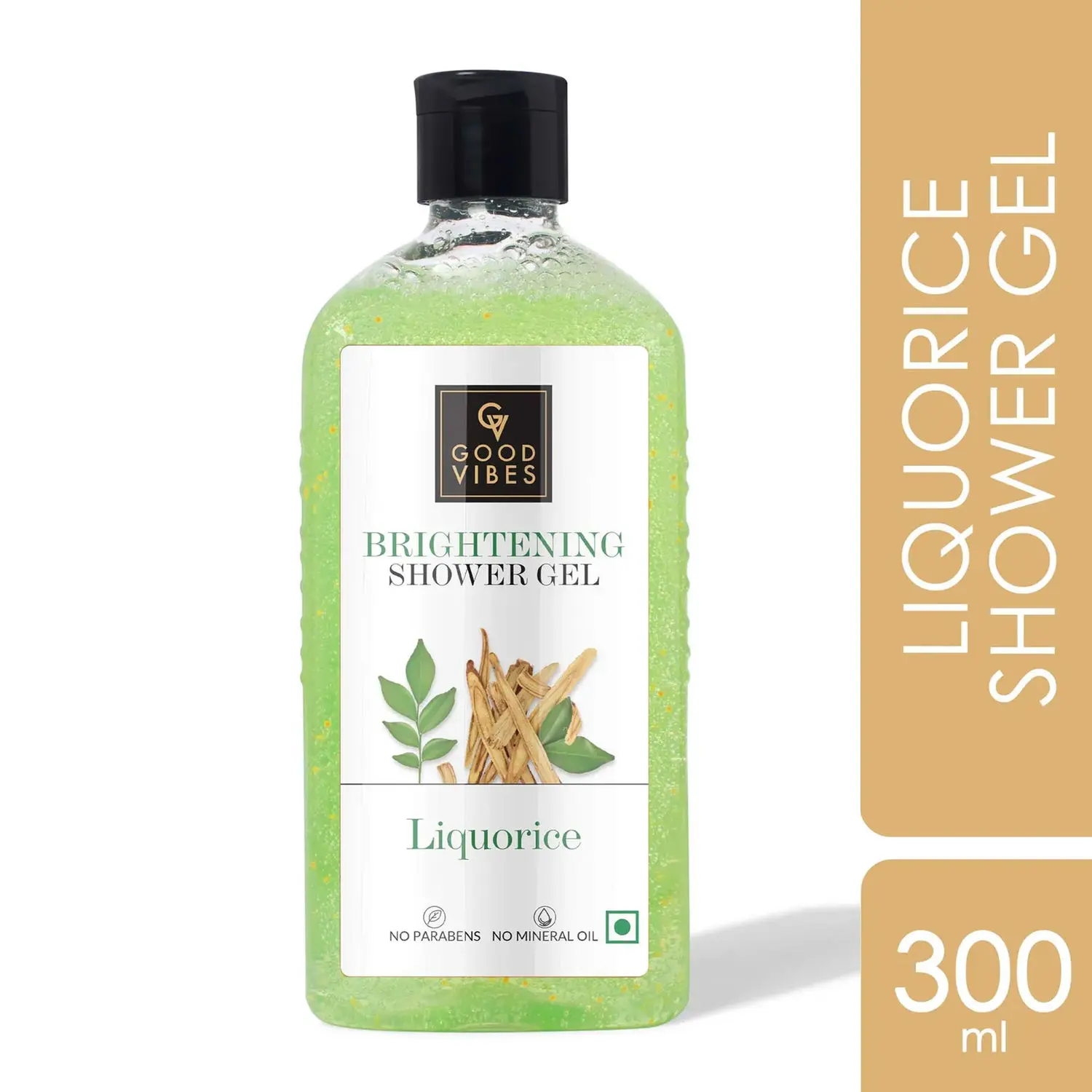 Good Vibes Liquorice Brightening Shower Gel|With Vitamin B3 & Rosemary Leaf Oil | Lightening, Antioxidant | Vegan, No Parabens, No Mineral Oil, Certified Fragrance, No Animal Testing (300 ml)