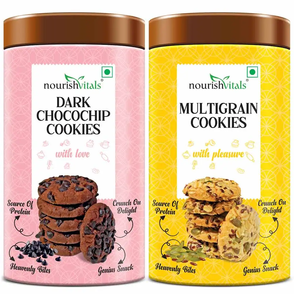 NourishVitals Cookies,  0.120 kg  Dark Chocochip+Multigrain Combo