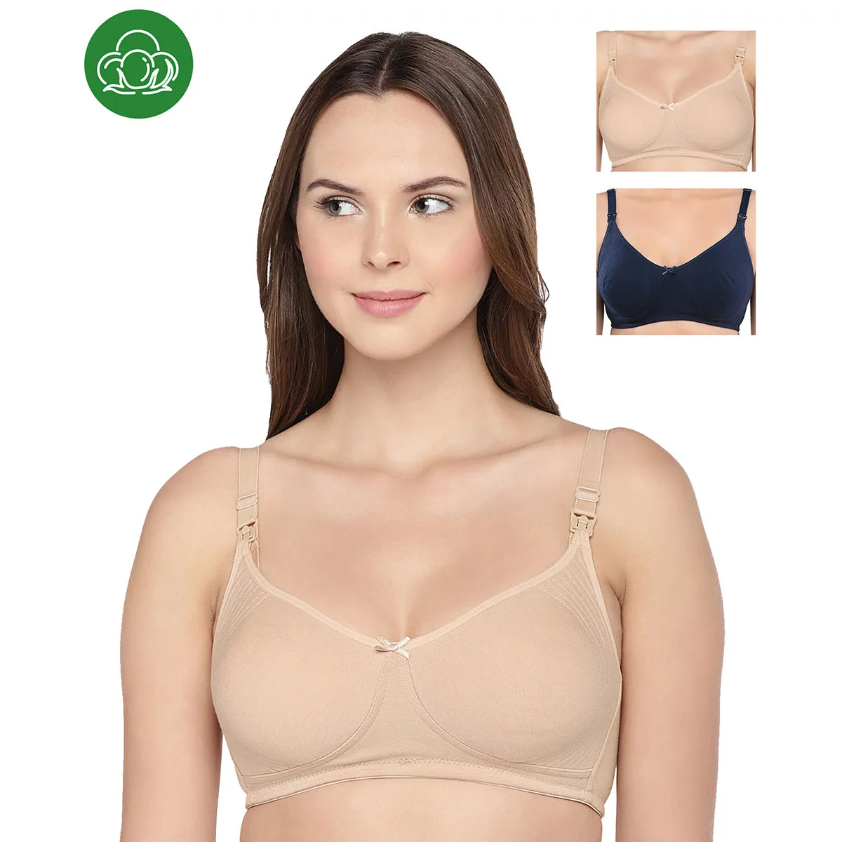 Inner Sense Women's Full Cup Nursing Bra Pack of 3 - Multi-Color (40D)