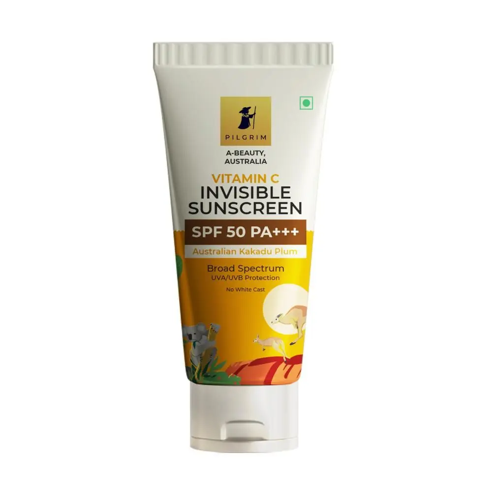 Pilgrim Vitamin C Invisible Sunscreen SPF 50 PA+++ for women & men with Australian Kakadu Plum 45 ml