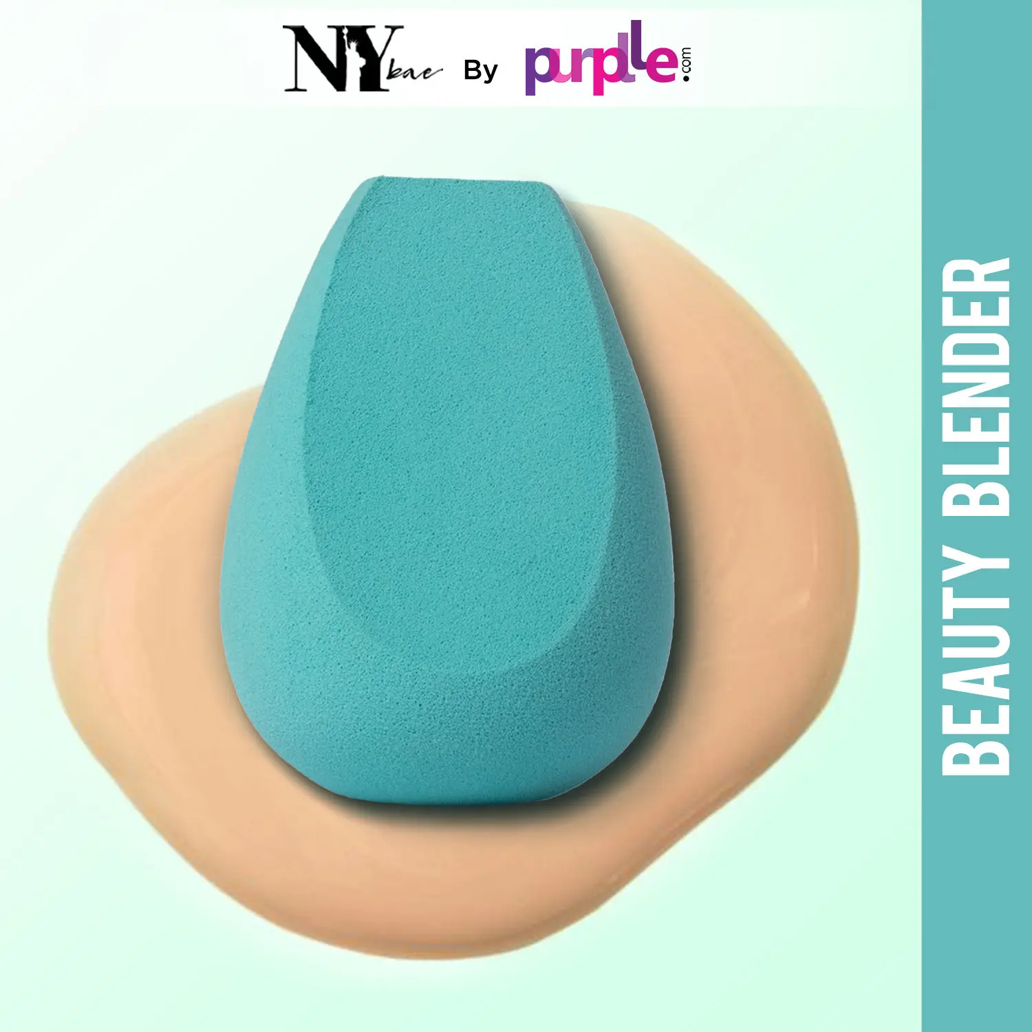 NY Bae Pro Beauty Blender | Three Cuts Teardrop Blender | Blue | Flawless Makeup Application | Maximum Coverage - Royal 06