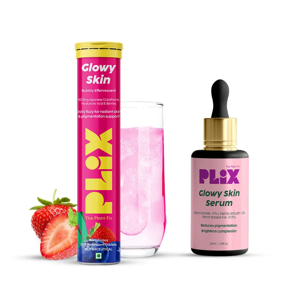 Plix Glowy Skin Combo With 5% Niacinamide Serum And Glutathione Tablets