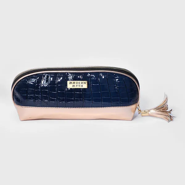 Modern Myth Rosegold Magic Blue Croco Makeup Pouch