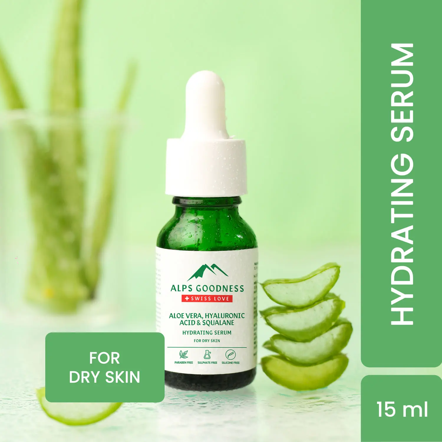 Alps Goodness Hyaluronic Acid Hydrating Serum with Aloe Vera and Squalane for Dry Skin (15 ml)| Hyaluronic Acid Serum| Face Serum| Hyaluronic Acid