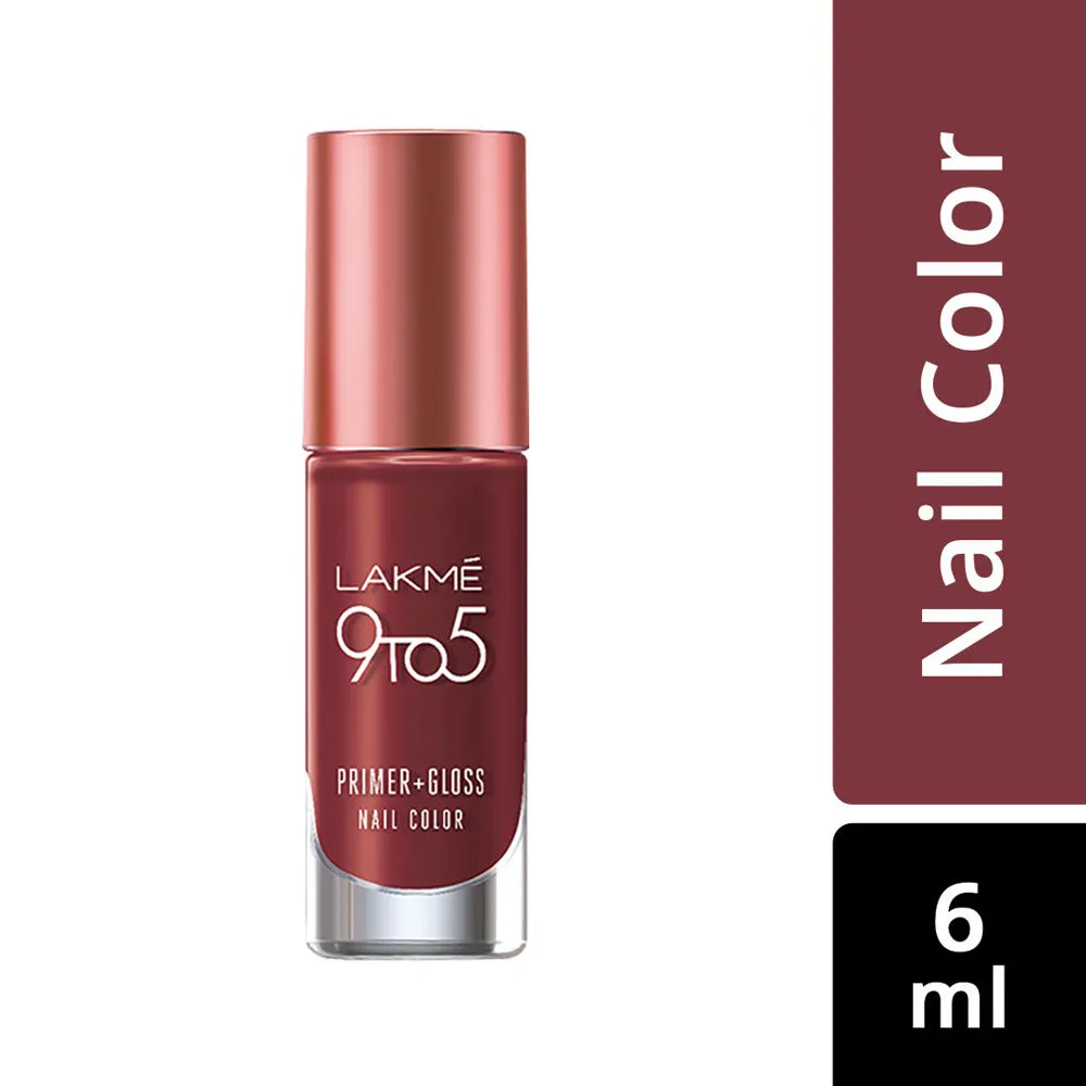 Lakme 9 to 5 Primer + Gloss Nail Color - Red Alert