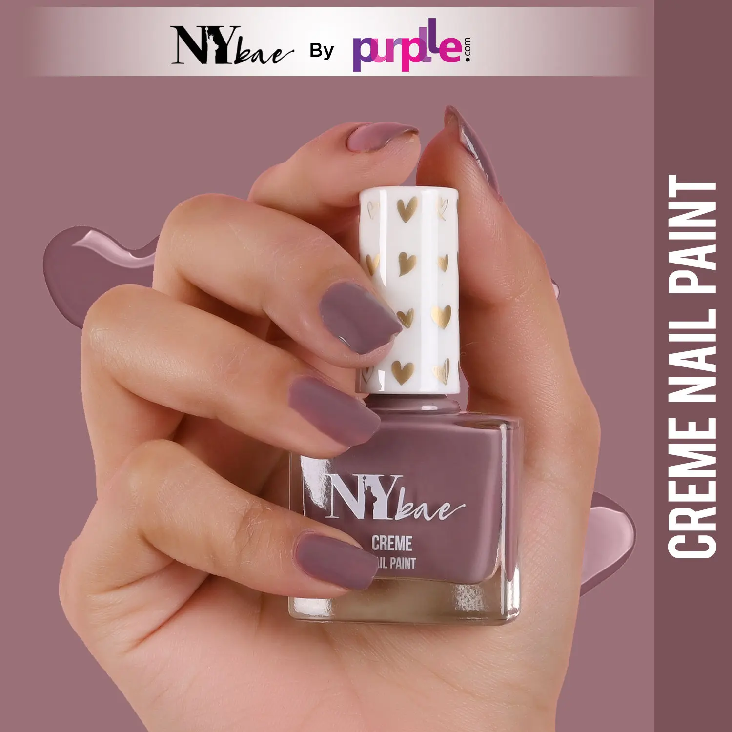 NY Bae Creme Nail Paint - Ash Grey 18 (10 ml) | Grey | Rich Pigment | Chip-proof | Full Coverage | Travel Friendly | Vegan