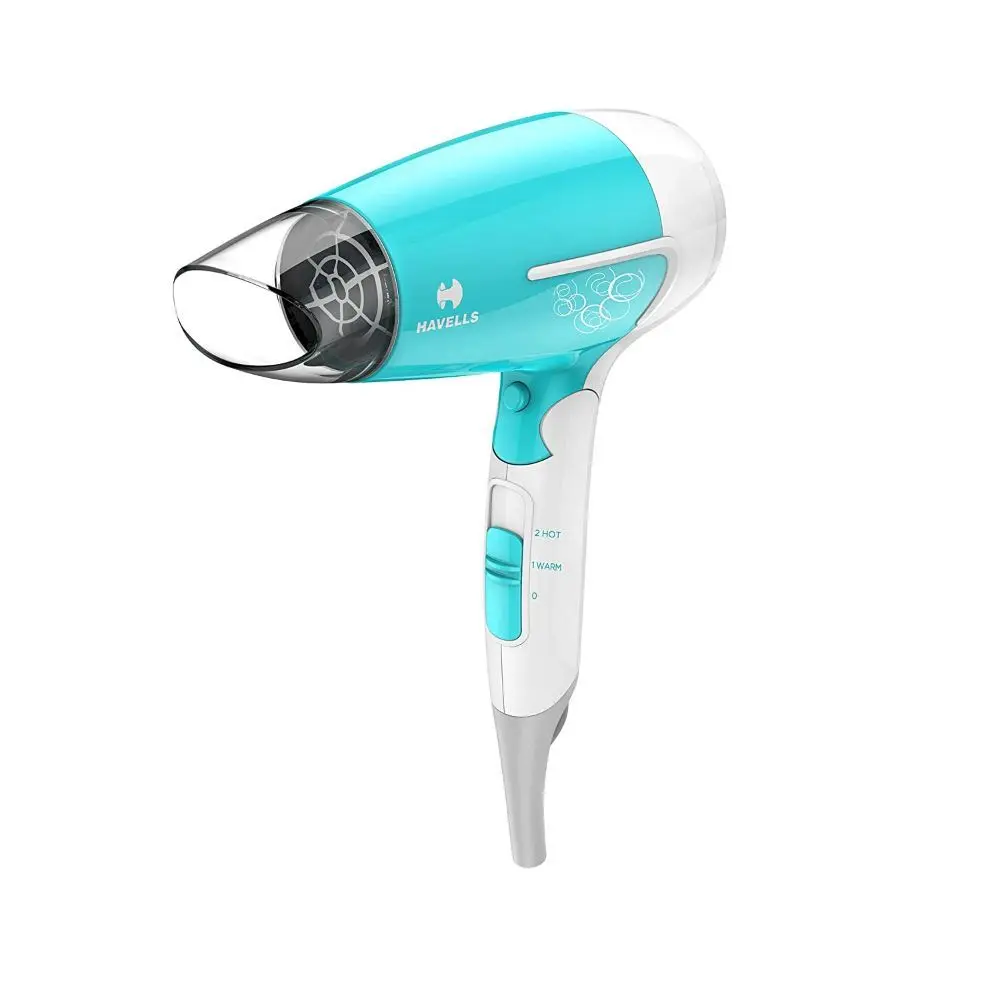 Havells HD3151 1200W Foldable Hair Dryer, 3 Heat (Hot/Cool/Warm) Settings with Cool Shot button (Turquoise)