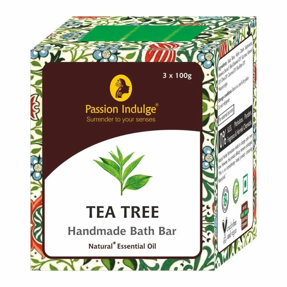 Passion Indulge TEA TREE Handmade Bath Bar Soap - 100GM Each ( PACK OF 3 )