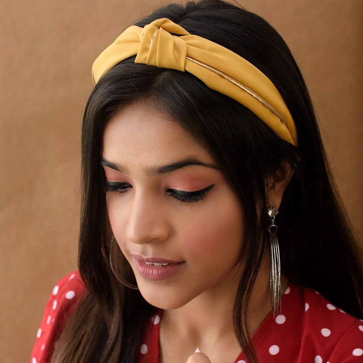 Toniq Mustard Yellow Solid Hairband For Women