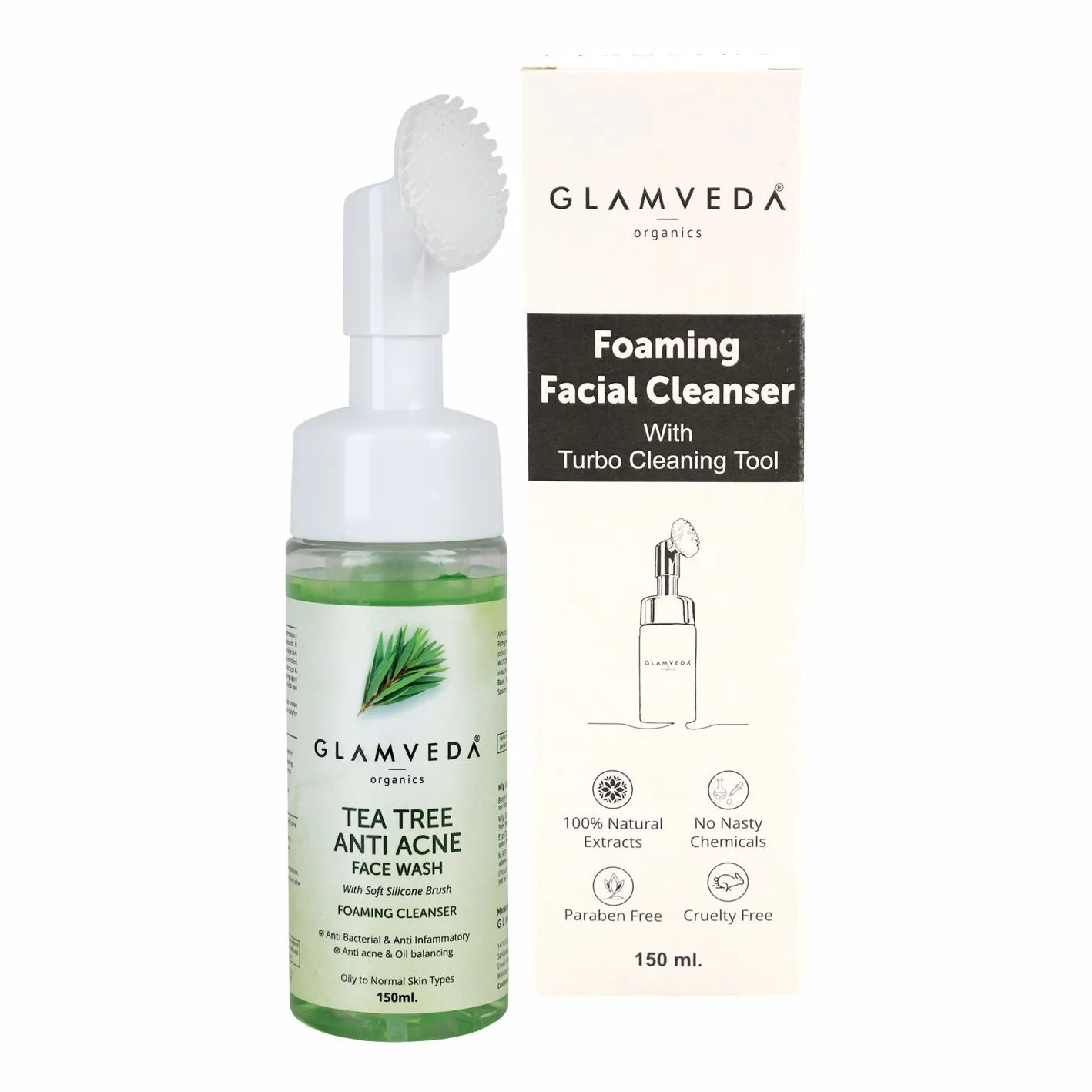 Glamveda Tea Tree Anti Acne Face Wash with Soft Silicone Brush