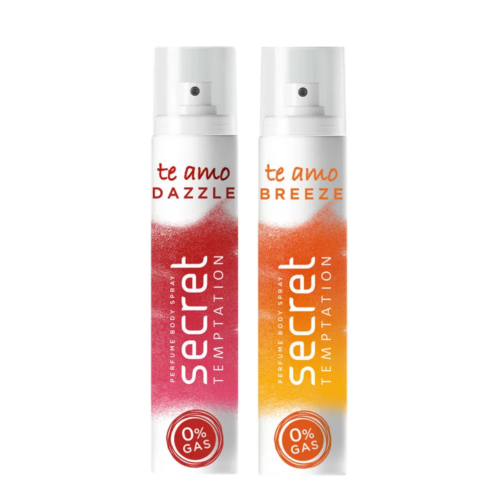 Secret Temptation Te Amo Dazzle and Breeze No Gas Perfume Body Spray for Women - Pack of 2