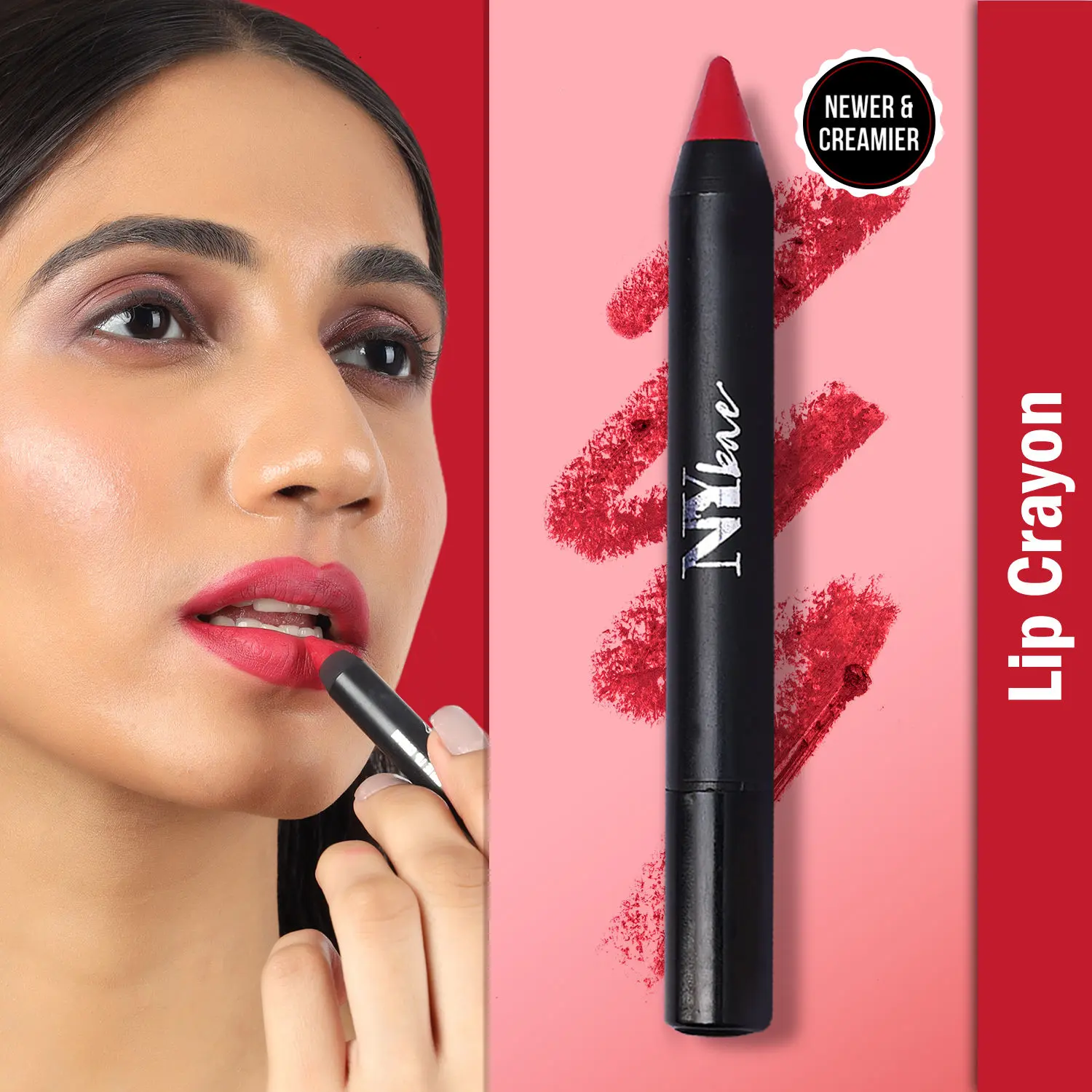 NY Bae Mets Matte Lip Crayon | Satin Texture | Red | Enriched with Vitamin E - Crowd Pleaser 15 (2.8 g)