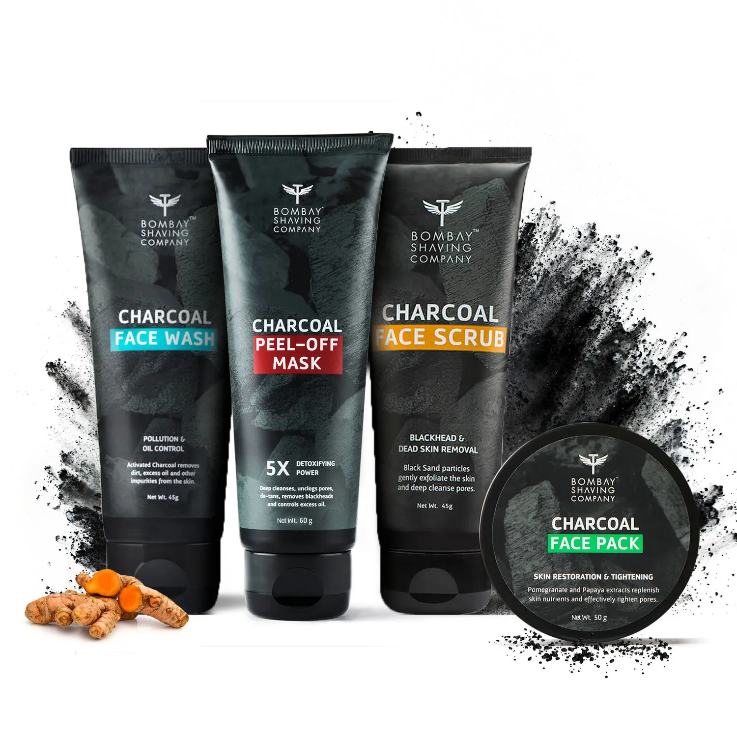 Bombay Shaving Company Activated Charcoal Facial Kit | Charcoal Face Wash, Charcoal Face Scrub, Charcoal Face Pack and Charcoal Peel Off Mask400 gm