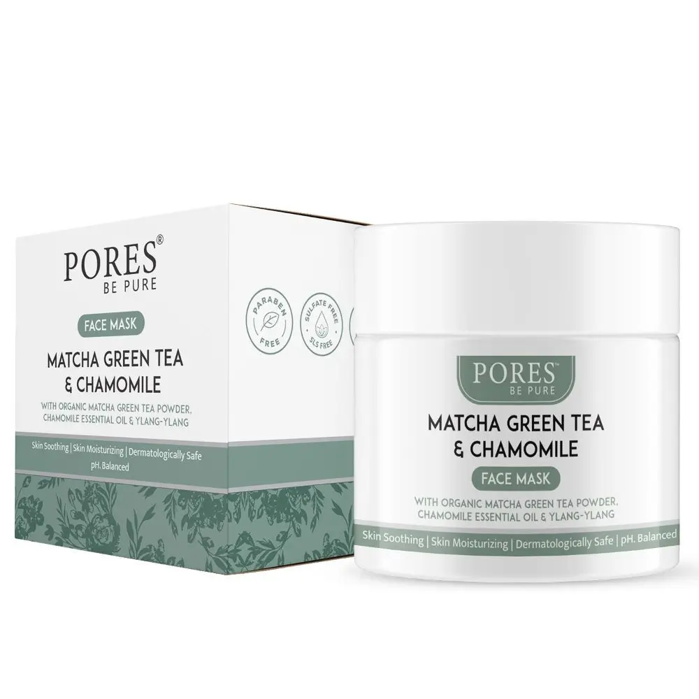 PORES Be Pure Matcha Green Tea Clay Face Mask | Glowing, Soothing & Moisturizing Skin for Women Men -100 G