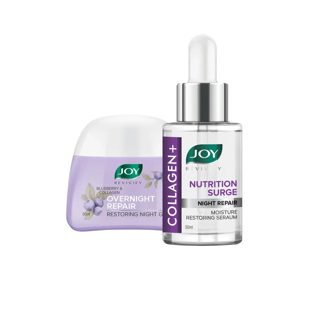 Joy Revivify Collagen+ Night Repair Face Serum 30ml & Revivify Blueberry & Collagen Night Gel 50ml (Combo Pack)