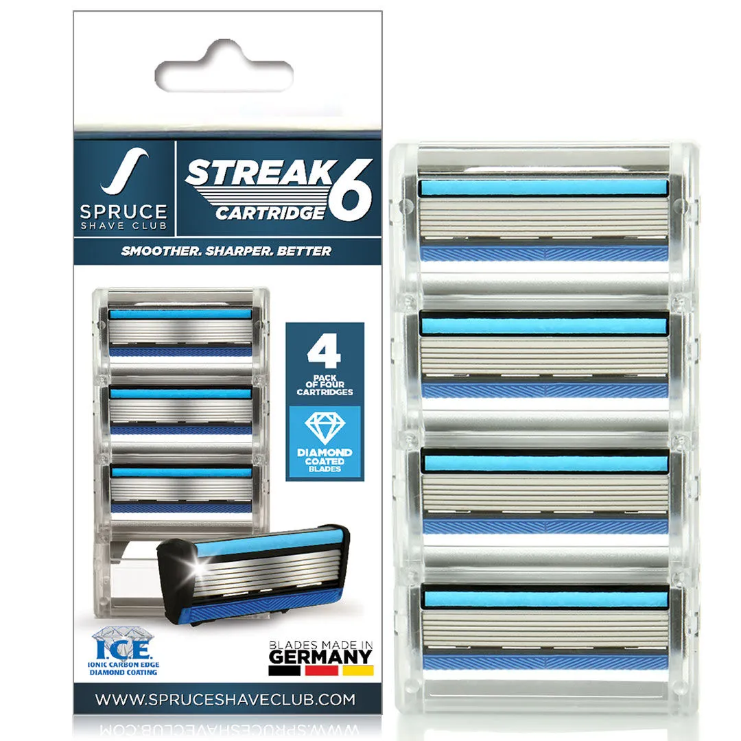 Spruce Shave Club Streak 6 Razor Cartridges (Pack Of 4)