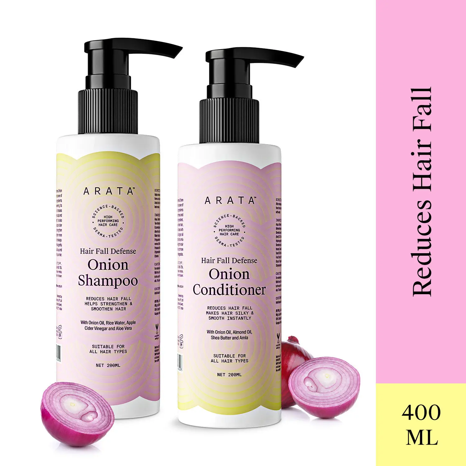 Arata Hair Fall Defense Onion Combo (Shampoo & Conditioner)(400 g)