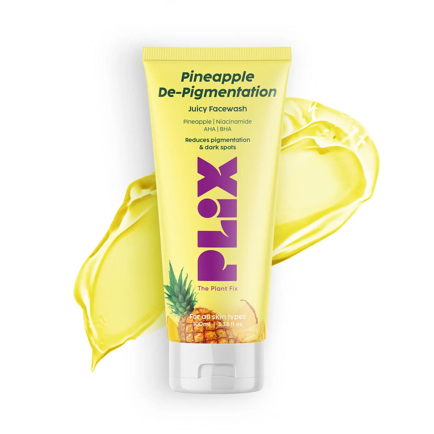 PLIX 5% Pineapple Foaming Facewash For Depigmentation, 100ml | Daily Use Face Wash For Skin Brightening & Even Toned Complexion | Free Of Sulphates, Paraben & Silicones, Men & Women