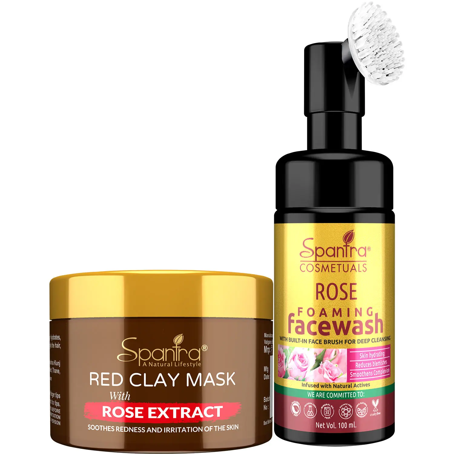 Spantra Rose Extract Clay Mask 125 gm, & Face Wash, 100ml(Pack of 2)