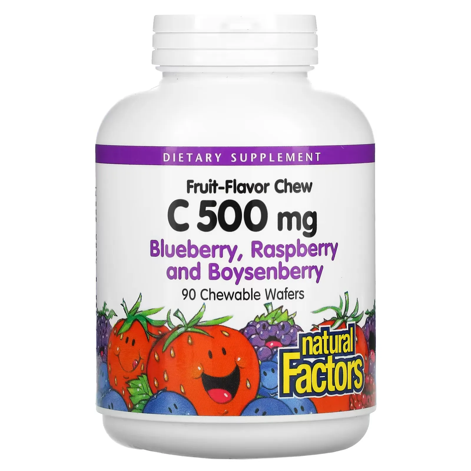 Fruit-Flavor Chew Vitamin C, Blueberry, Raspberry and Boysenberry, 500 mg, 90 Chewable Wafers