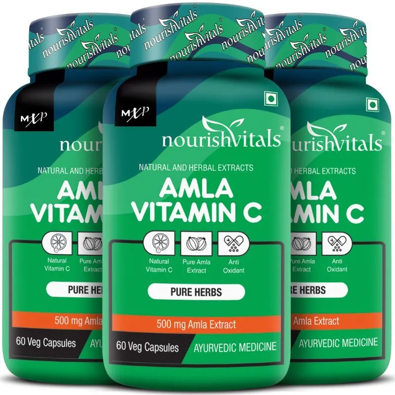 NourishVitals Amla Vitamin C with Tannins Pure Herbs, Amla Extract Veg Capsules