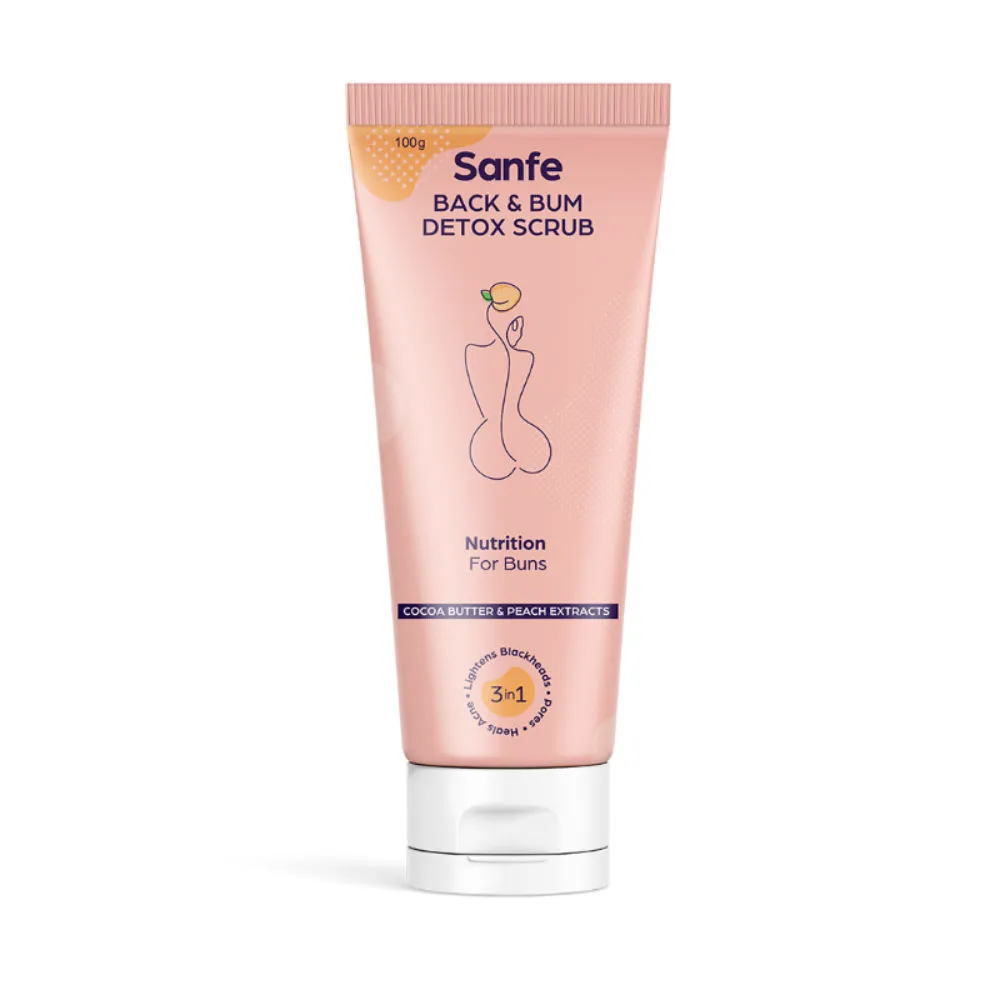 Sanfe Back & Bum Detox Scrub with Cocoa Butter & Peach Extracts