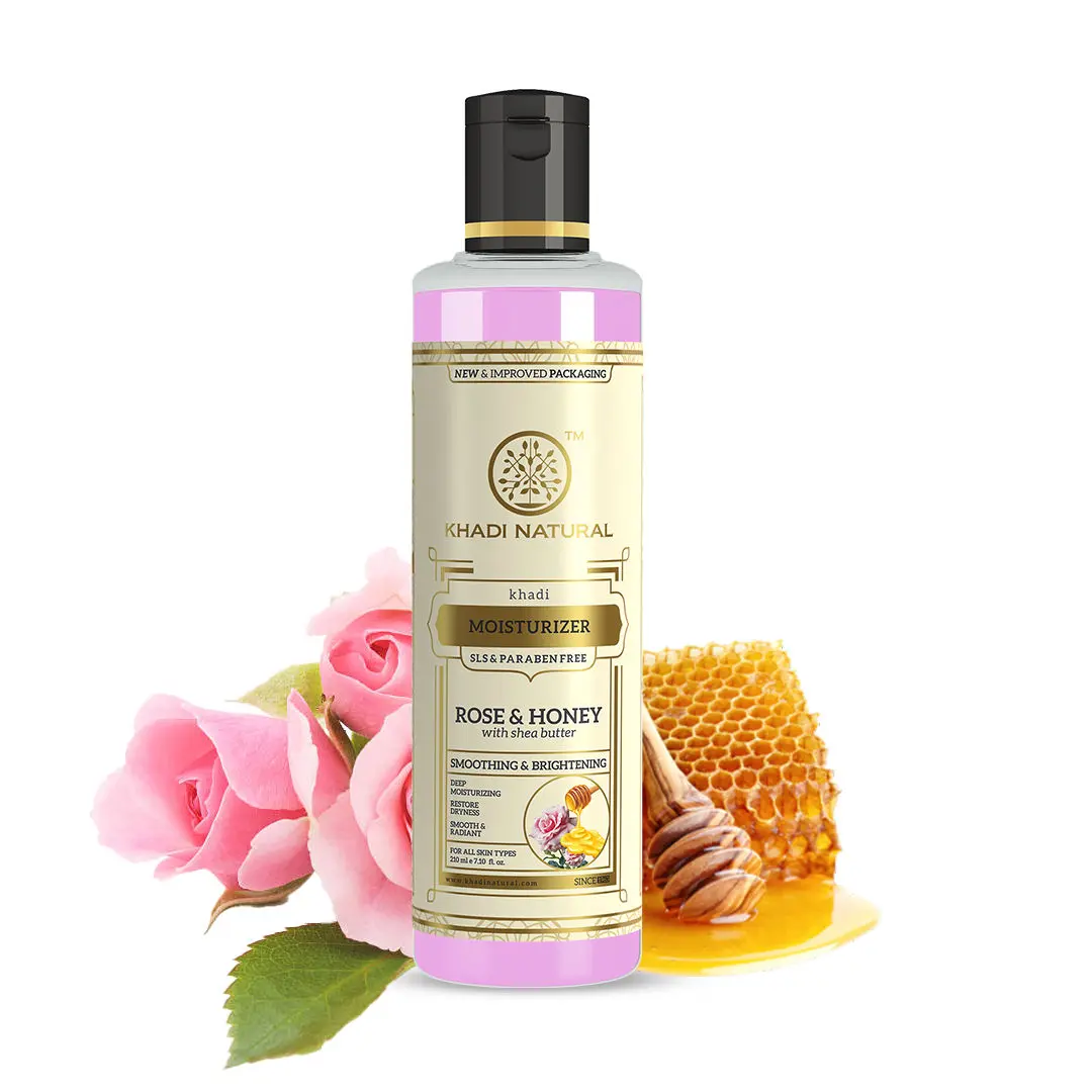 Khadi Natural Rose & Honey Herbal Moisturizer| Reduce Dryness & Moisturize Skin| Paraben Free - (210ml)