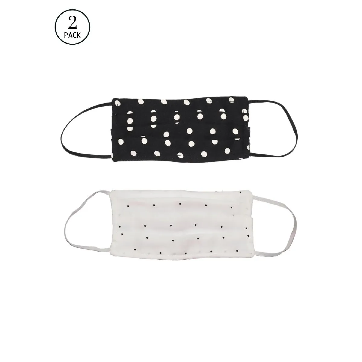 Bellofox 3-Ply Black Black & White Polka Cotton Face Mask (Pack Of 2)