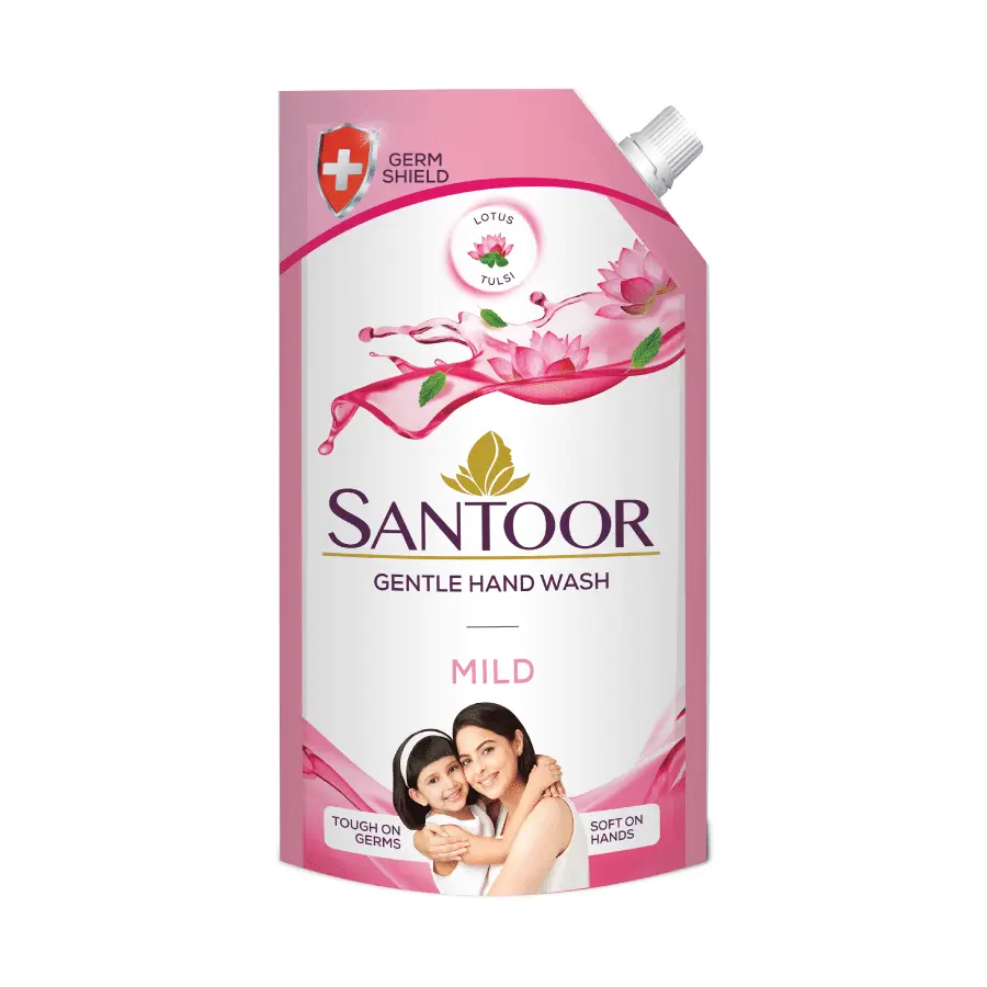 Santoor Mild Gentle Hand Wash, 750 ml with Natural goodness of Lotus & Tulsi