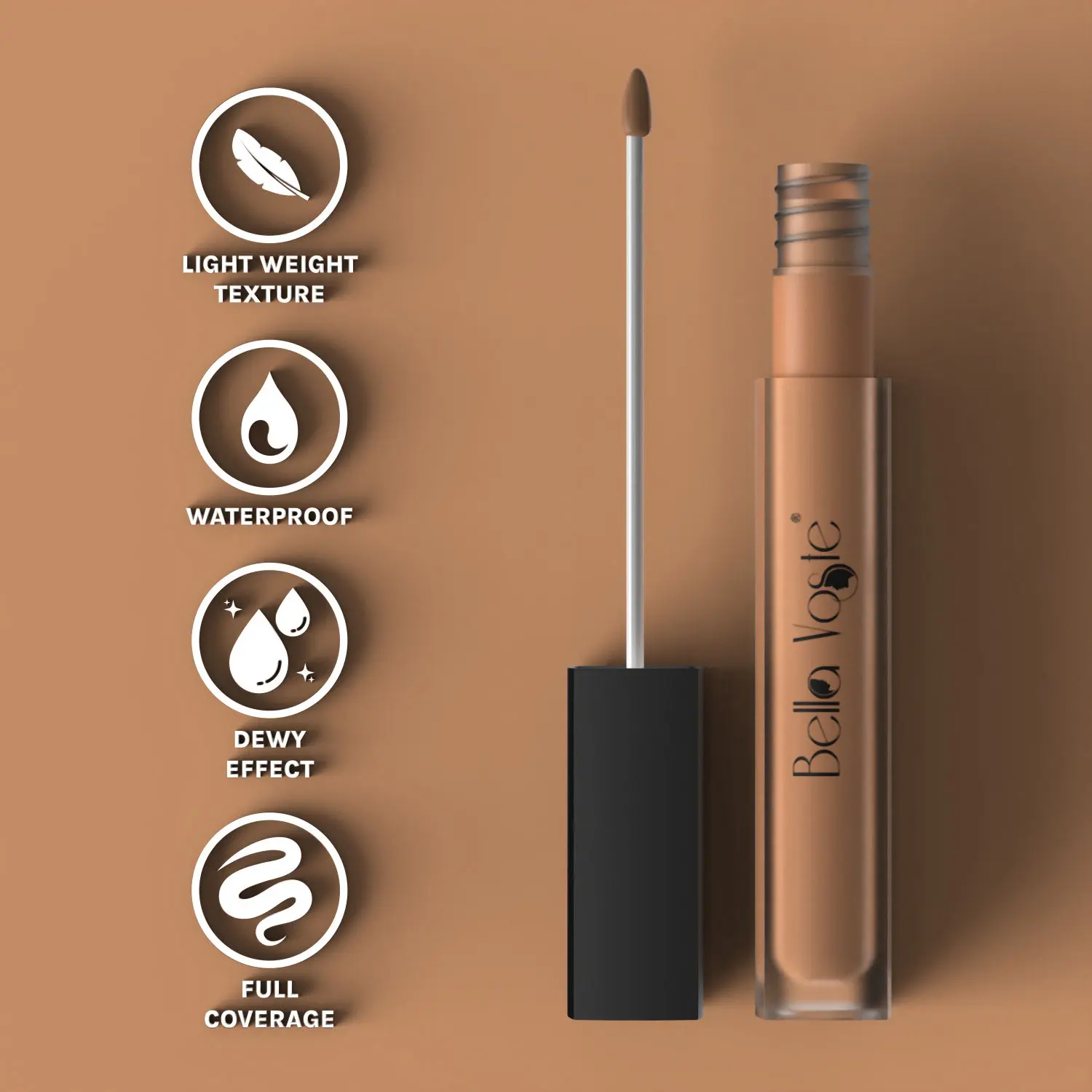 Bella Voste I HI-DEFINITION LIQUID CONCEALER I Light Weight with Full Coverage I Easily Blendable Concealer for face makeup with Matte finish I Water-Proof & Water-Resistant I Cruelty Free I SHADE LC-11