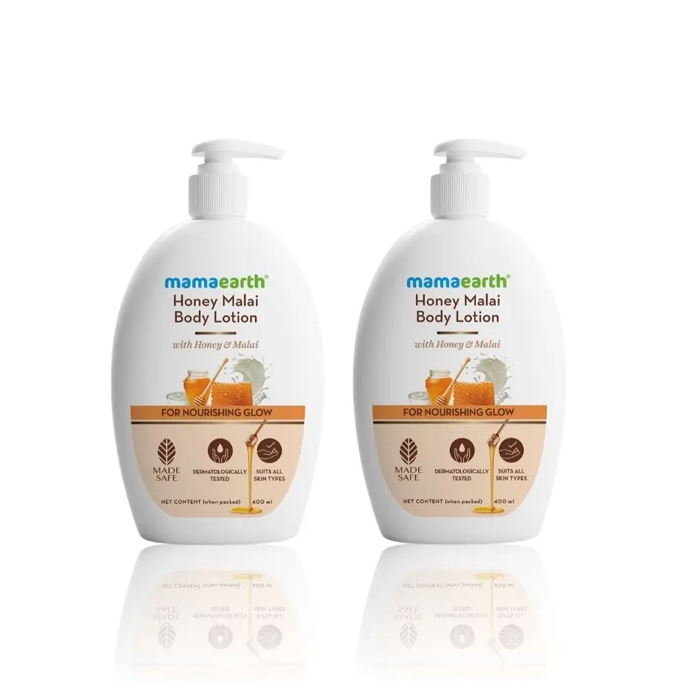 Mamaearth Honey Malai Body Lotion with Honey & Malai for Nourishing Glow - 400 ml (Pack of 2)