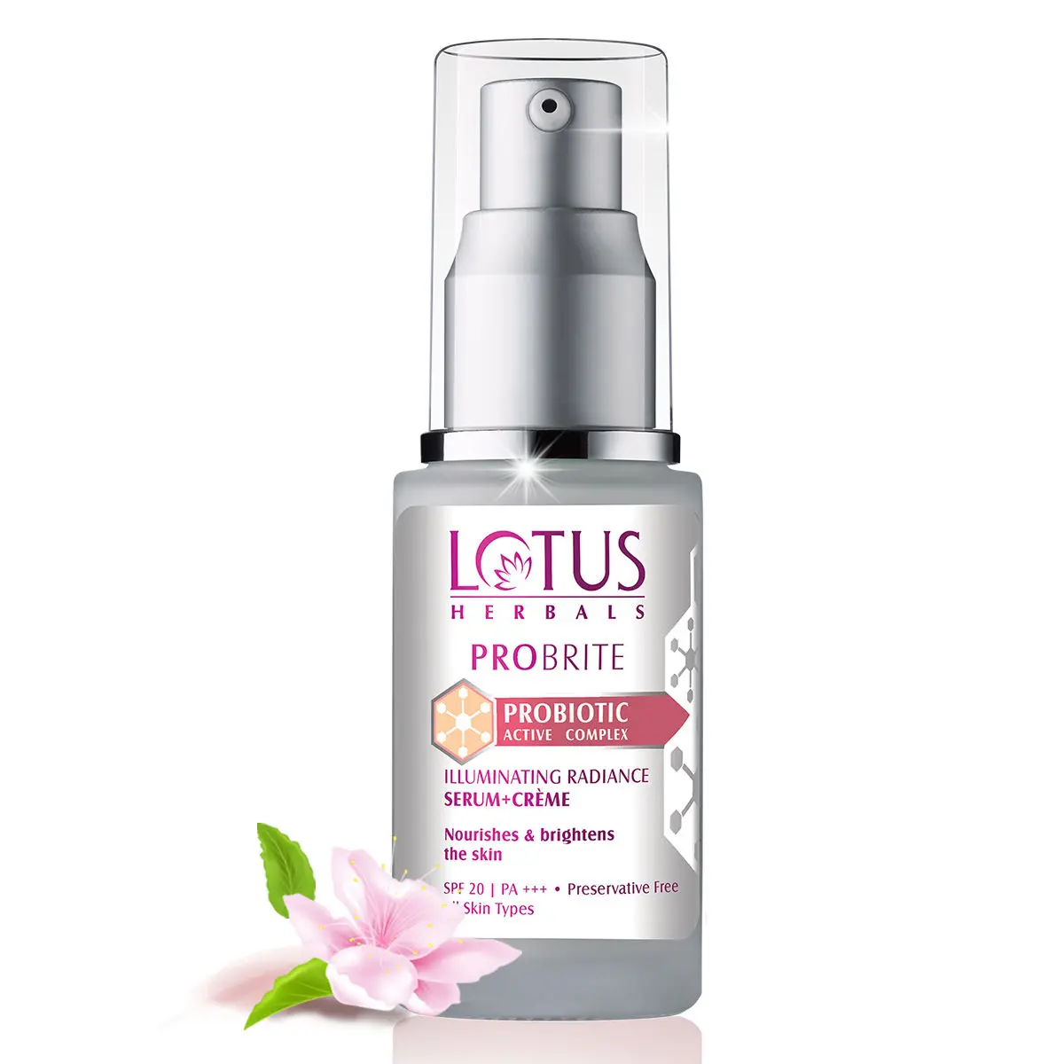 Lotus Herbals Probrite Illuminating Radiance Serum+Cream | Nourishes Skin | SPF 20 | PA+++ | For All Skin Types | 30ml