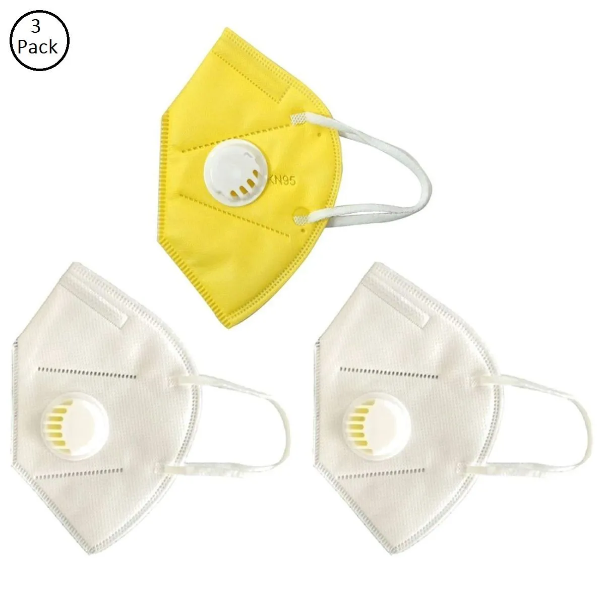 OOMPH Pack of 3 Anti-Pollution Reusable 5 Layer Mask - White Yellow White