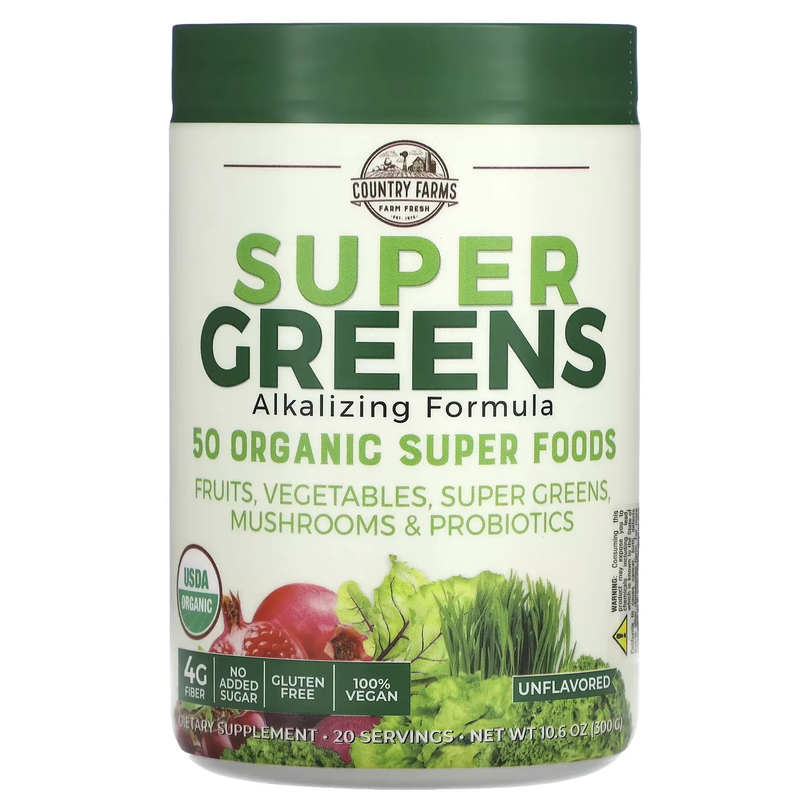 Super Greens, Alkalizing Formula, Unflavored, 10.6 oz (300 g)