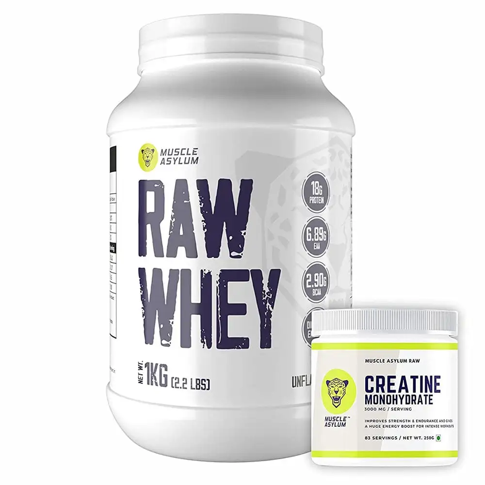 Muscle Asylum Raw Whey & Creatine Monohydrate Combo,  2 Piece(s)/Pack  Unflavoured