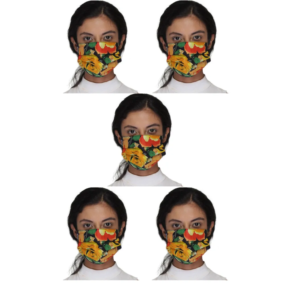 Anekaant Pack Of 5 Black & Multi 3-Ply Reusable Printed Cotton Fabric Fashion Mask