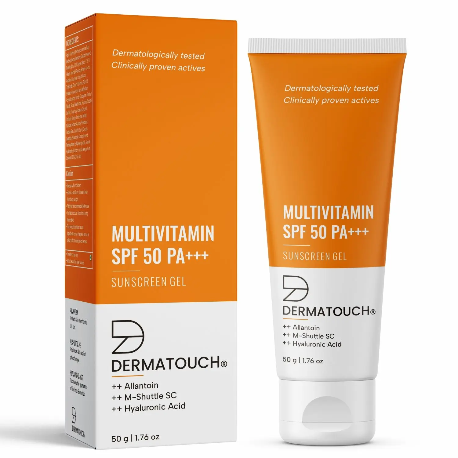 DERMATOUCH Multivitamin SPF 50 PA+++ Sunscreen Gel | UVA-UVB Protection |Zero White Cast | Unisex | 50G