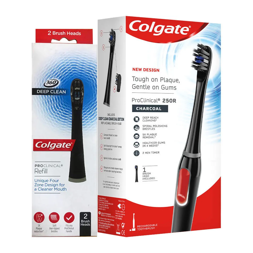 Colgate ProClinical 250R Charcoal Electric Toothbrush with Replacement Brush Head