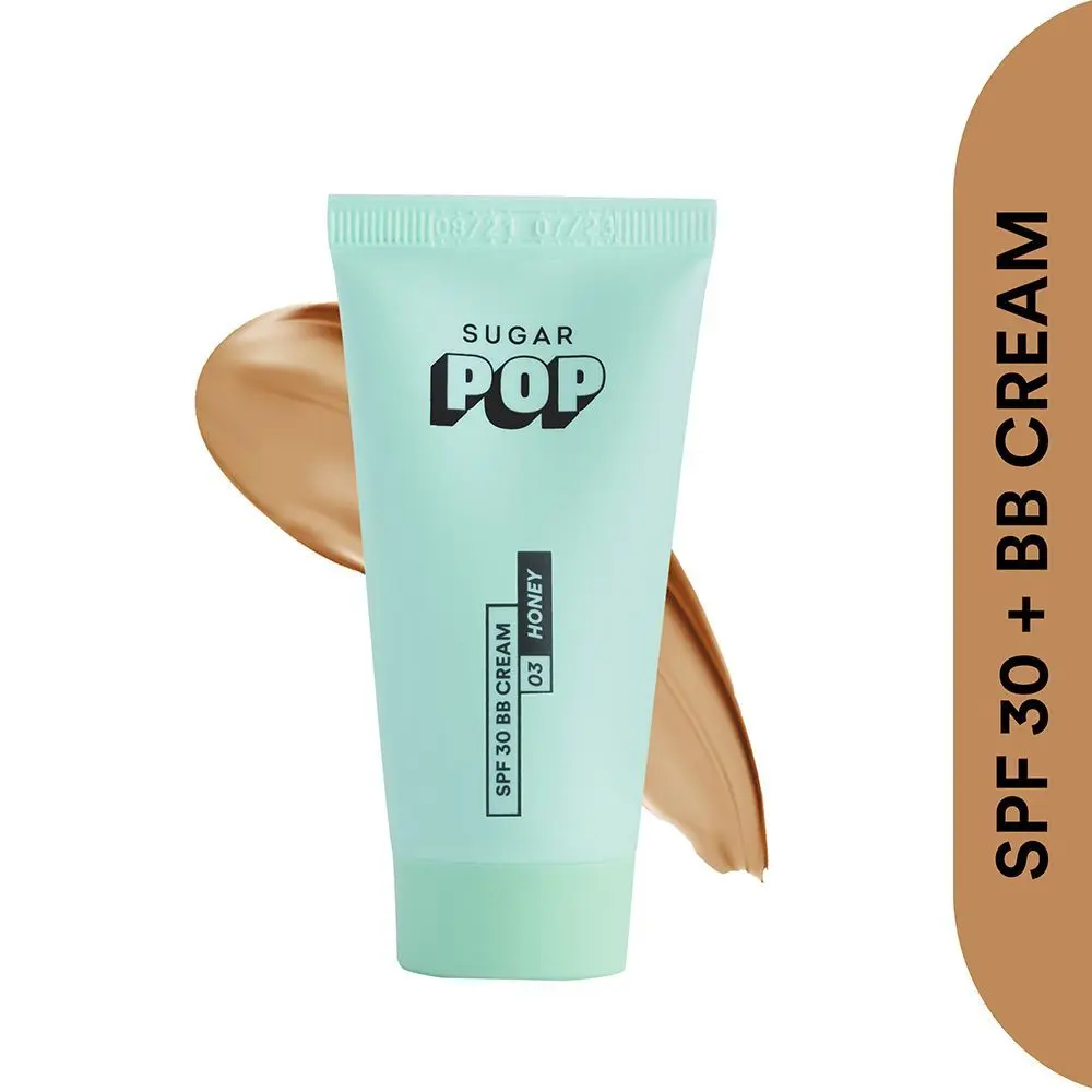 SUGAR POP SPF 30 + BB Cream - 03 Honey - Lightweight, Blendable, Long Lasting Natural Finish for Indian Skin, Intensely Hydrating, Skin Brightening l Built-in SPF 30 for UV Protection for Women l 30 gm