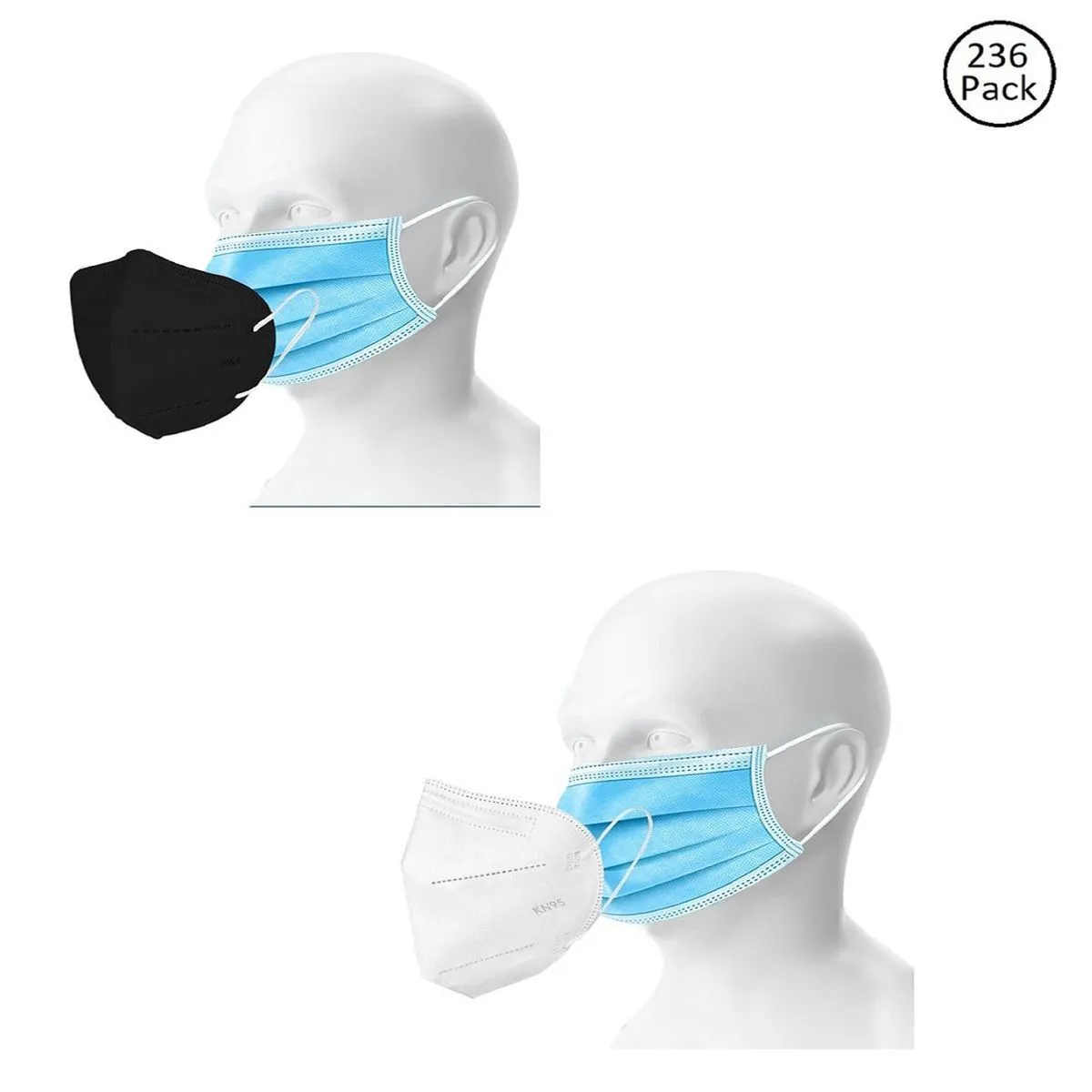 OOMPH Double Mask Set of 200 Disposable & 36 Kn95/N95 Mask