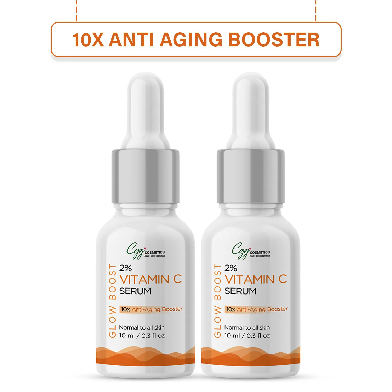 CGG Cosmetics 2% Vitamin C Serum - 10x Anti-Aging Booster - Pack Of 2