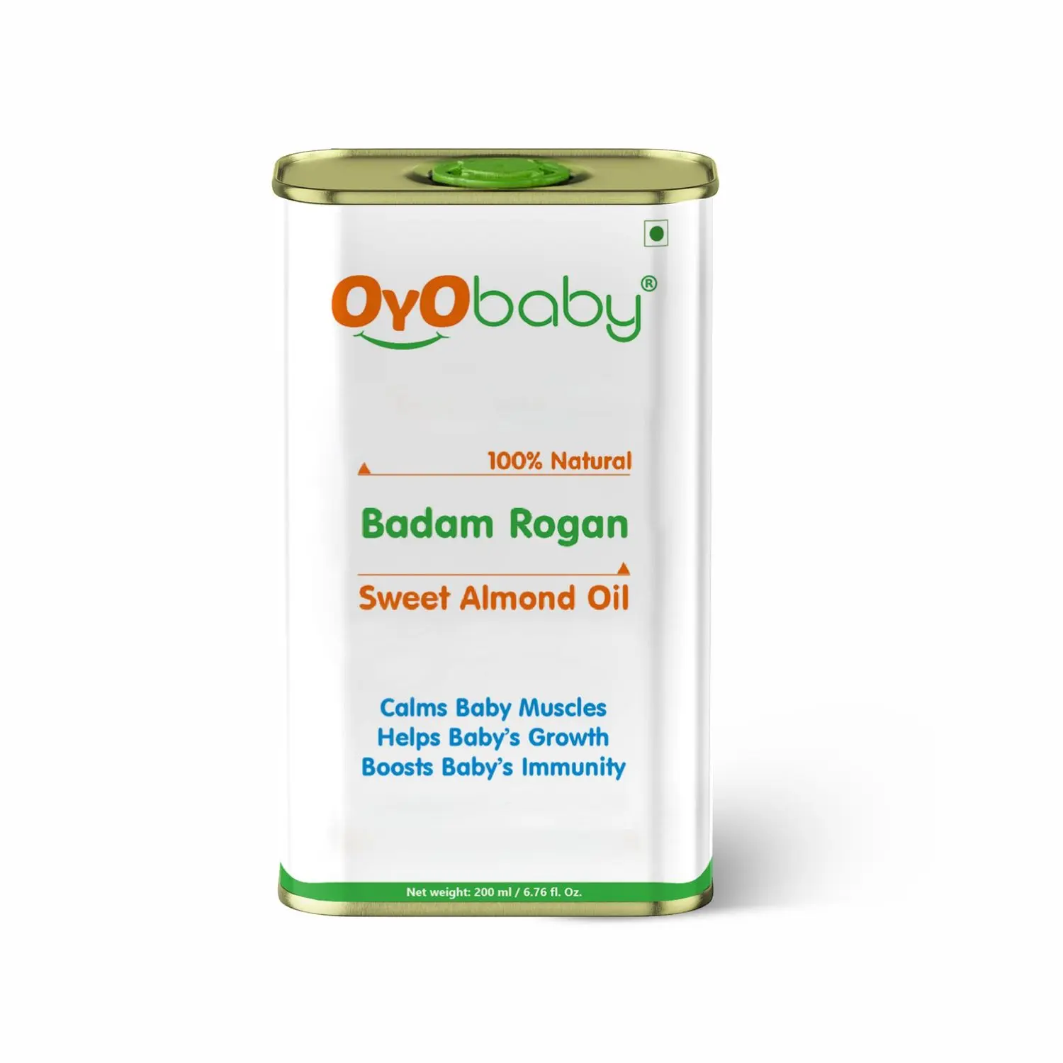 Oyo Baby Badam Rogan Sweet Almond Oil | Rich In Vitamin -E For Healthy Skin , Hair And Body | Edible - For Calms Baby Muscles Helps Babys Growth Boosts Babys Immunity - 200 ml